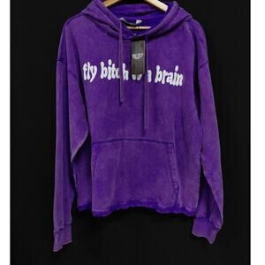 NWT RINGSPUN Cotton Hoodie Purple Solid Knit Unisex Adults Size M
